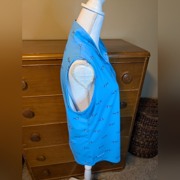 SCALES Sleeveless Shark Polo Shirt SZ L - Picture 7 of 11